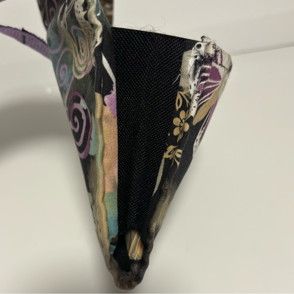 Coupon organizer holder fabric print purple green floral hook & loop closure. - Picture 8 of 12